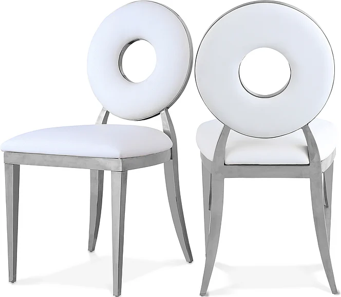 Meridian Carousel Faux Leather Dining Chair in White Faux Leather 859White-C
