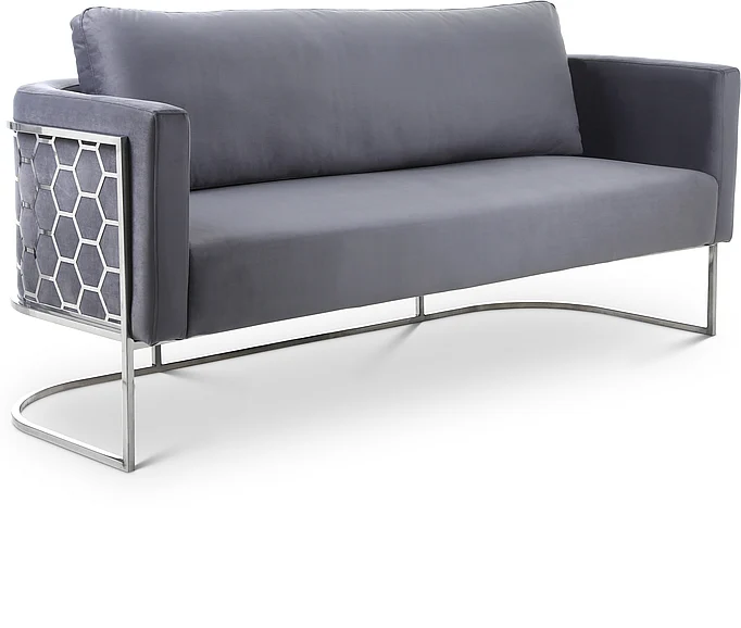 Meridian Casa Velvet Sofa in Grey Velvet 691Grey-S