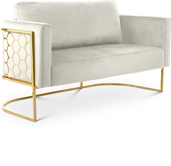 Meridian Casa Velvet Loveseat in Cream Velvet 692Cream-L