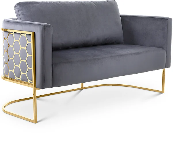 Meridian Casa Velvet Loveseat in Grey Velvet 692Grey-L