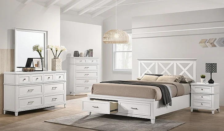 Emma Mason Signature Azure Living 4 Piece Storage Bedroom Set in White