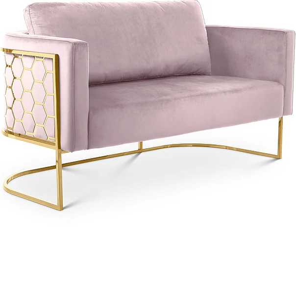 Meridian Casa Velvet Loveseat in Pink Velvet 692Pink-L