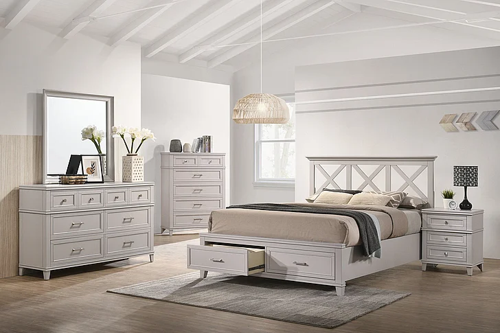 Emma Mason Signature Azure Living 4 Piece Storage Bedroom Set in Grey