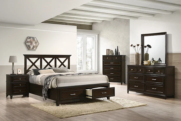 Emma Mason Signature Azure Living 4 Piece Storage Bedroom Set in Cherry