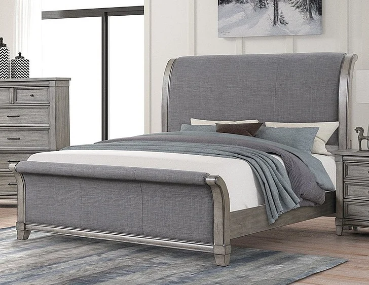 Emma Mason Signature Rosebridge Upholstered Queen Sleigh Bed in Rustic