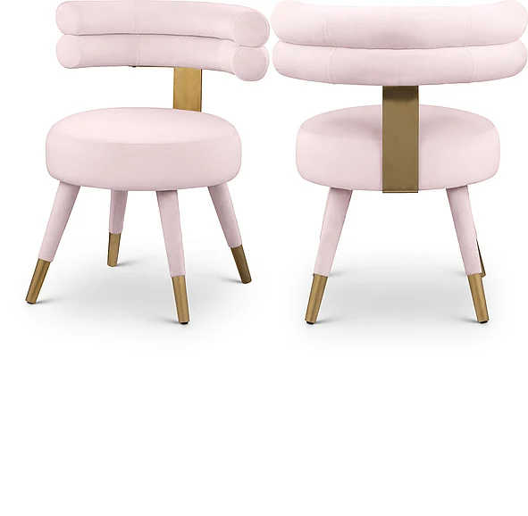 Meridian Fitzroy Velvet Dining Chair in Pink Velvet 747Pink-C