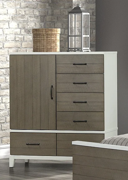 Emma Mason Signature Coastal Edge Door Chest in Taupe/White