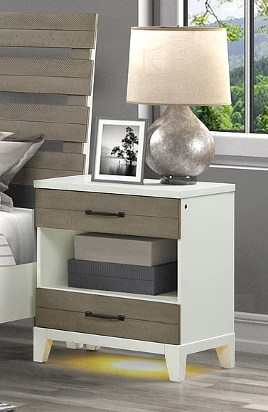Emma Mason Signature Coastal Edge Nightstand in Taupe/White
