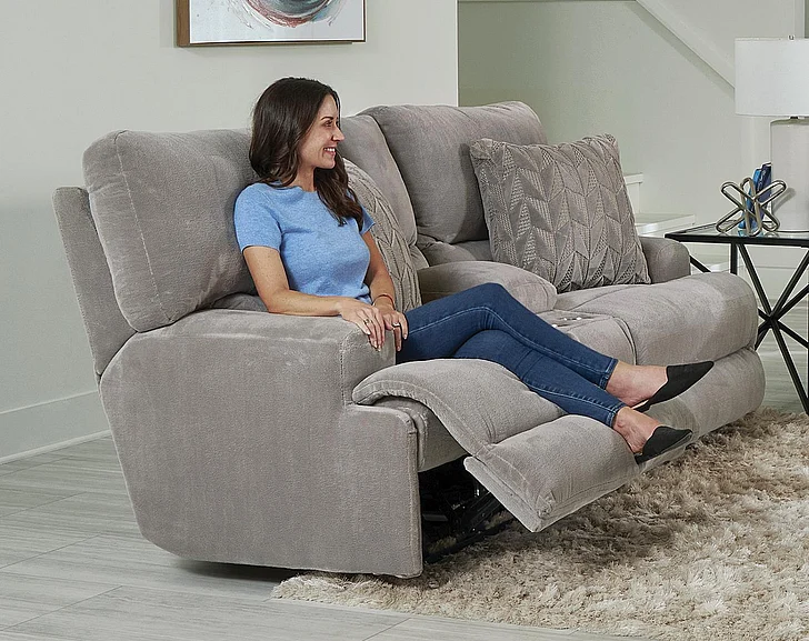 Catnapper Renaldo Power Lay Flat Reclining Console Loveseat w/Zero Gravity in Stone 61289