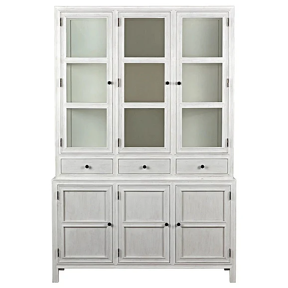 Noir Furniture Colonial Hutch in White Wash GARM119WH