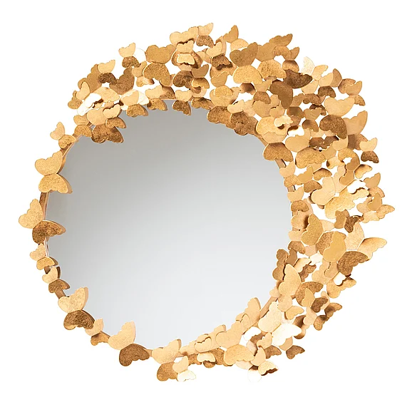 Baxton Studio Tauriel Antique Goldleaf Metal Butterfly Accent Wall Mirror 12934