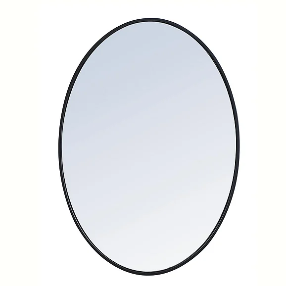 Elegant Metal Frame Oval Mirror 34 In. in Black MR4624BK