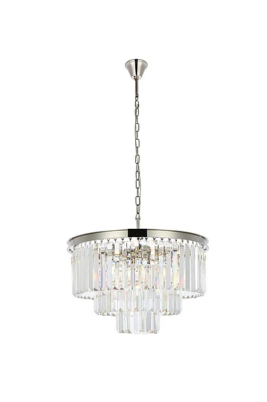 Elegant Sydney 9 Light Polished Nickel Chandelier Clear Royal Cut Crystal 1231D26PN/RC