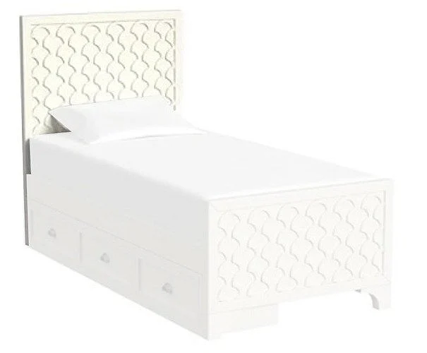 My Home Furnishings Amanda Twin Shell Panel Headboard in Creamy White 1302-311