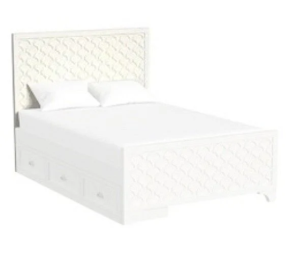 My Home Furnishings Amanda Queen Shell Panel Headboard in Creamy White 1302-511