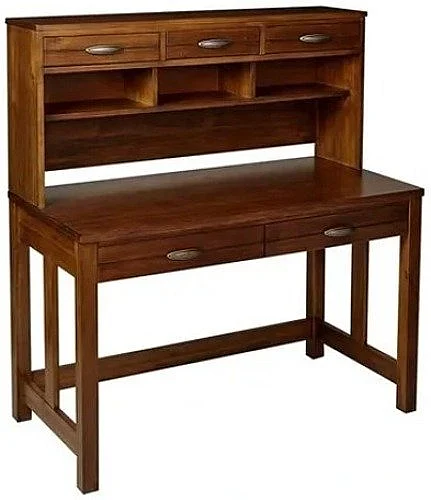 My Home Furnishings Logan Two Drawer Desk with Three Drawer Desk Hutch