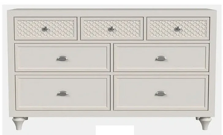 My Home Furnishings Amanda 7 Drawer Double Dresser in Creamy White 1302-102