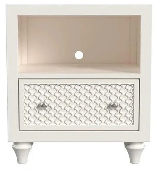 My Home Furnishings Amanda One Drawer Nightstand in Creamy White 1302-601