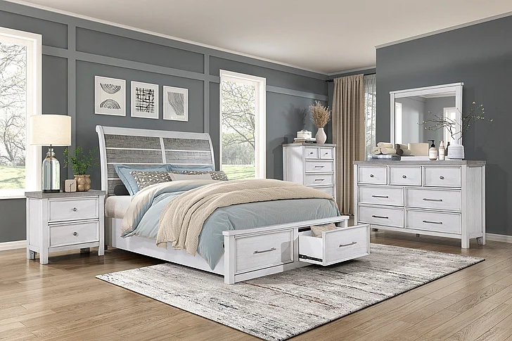 Homelegance Ambrose 2pc Storage Bedrooms Set in Antique White and Antique Gray