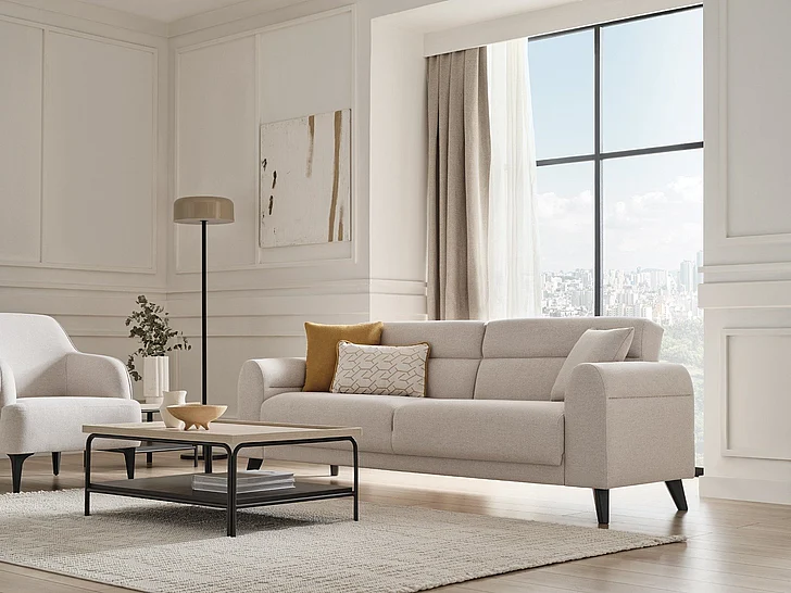 Enza Home Paloma 3 Seater Sofa Bed Gk:55701 Cream Ar:306 Krl1:55701 Krl2:16103 Krl3:55801 Krl3B:16103 13038700