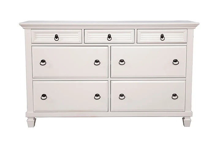 Alpine Furniture Winchester 7 Drawer Dresser in White 1306-03