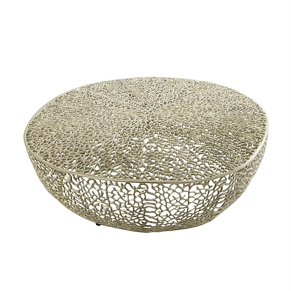 UMA Gold Aluminum Metal Coral Abstract Living Room Coffee Table, 44" x 44" x 14" | 13100