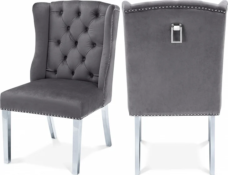 Meridian Suri Velvet Dining Chair in Grey Velvet 809Grey-C