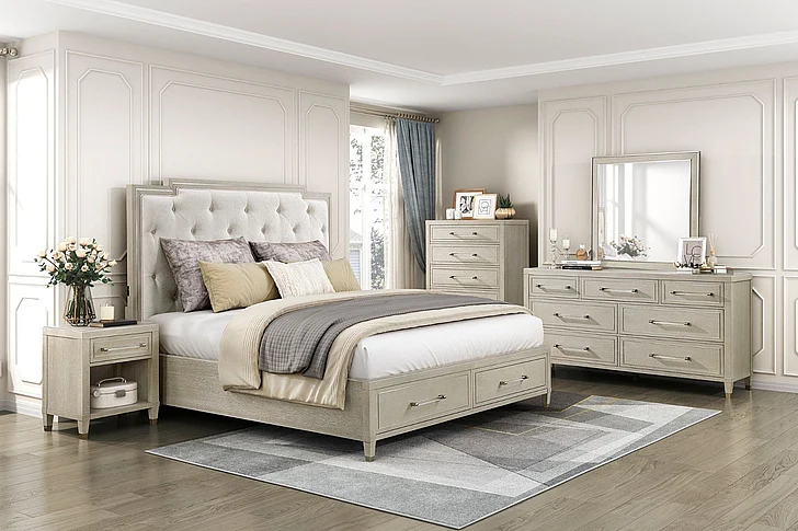 Homelegance Genoa 2pc Storage Bedrooms Set in Light Oak