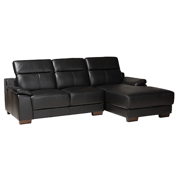 Baxton Studio Reverie Black Sectional Sofa with Right Facing Chaise 13125