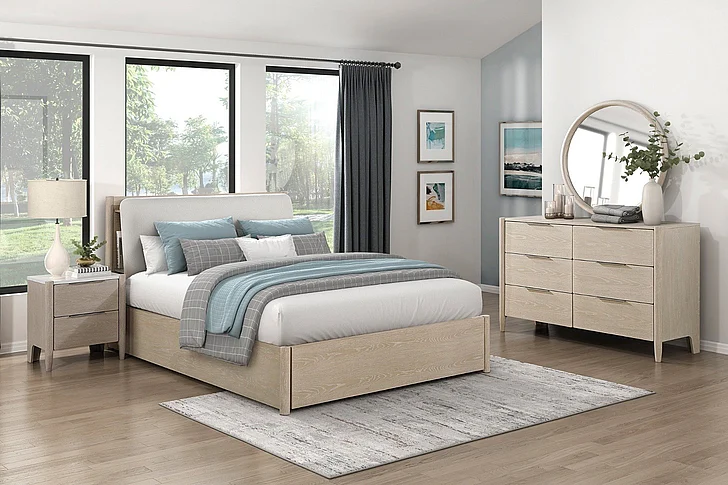 Homelegance Matteo 2pc Storage Bedrooms Set in Light Oak Ceruse