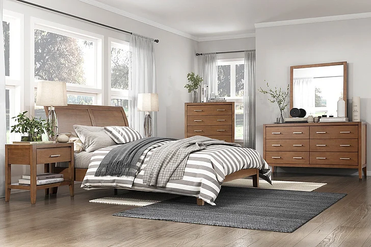 Homelegance Evans 2pc Storage Bedrooms Set in Wire Brushed Light Brown