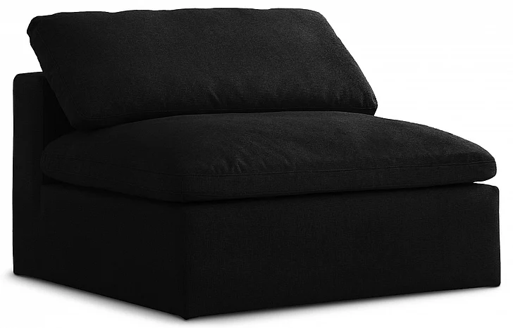 Meridian Serene Linen Textured Fabric Deluxe Comfort Armless Chair in Black Linen Textured Fabric 601Black-Armless