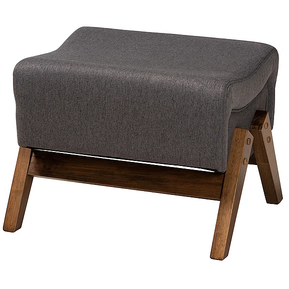 Baxton Studio Hanson Dark Grey and Brown Ottoman 13178