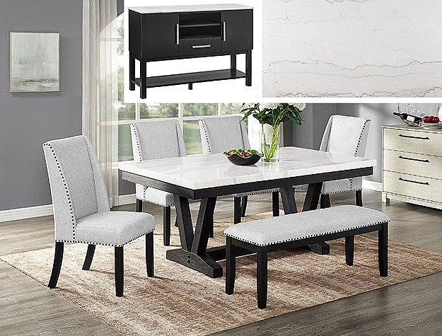 Crown Mark Vance 6pc Dining Room Set in White