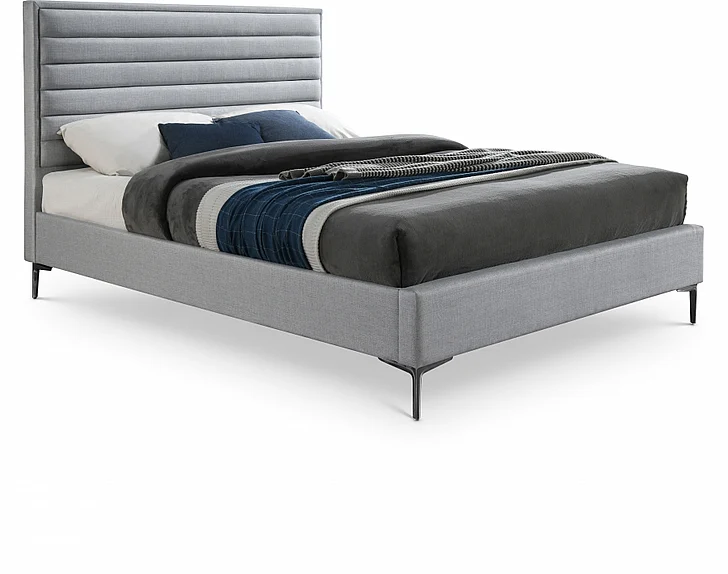 Meridian Hunter Linen Textured Full Bed in Grey Linen Textured HunterGrey-F