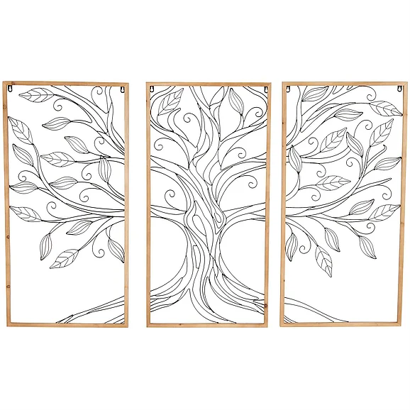 UMA Black Metal Tree Home Wall Decor, Set of 3 18W, 36H | 13237
