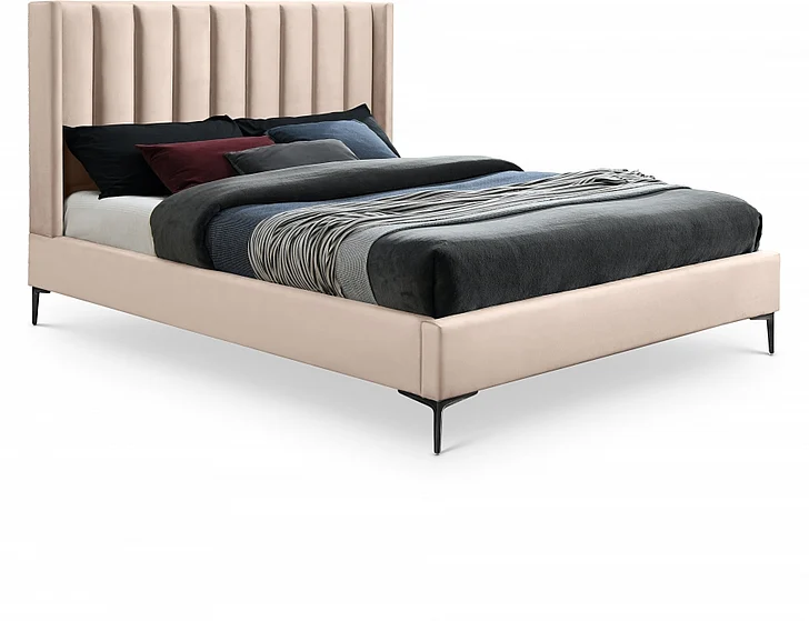 Meridian Nadia Velvet Full Bed in Pink Velvet NadiaPink-F