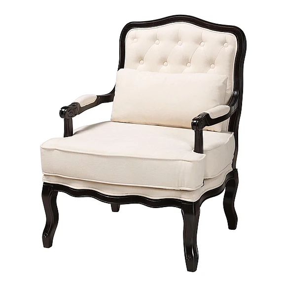 Baxton Studio Dion Cream and Wenge Brown Accent Chair 13261