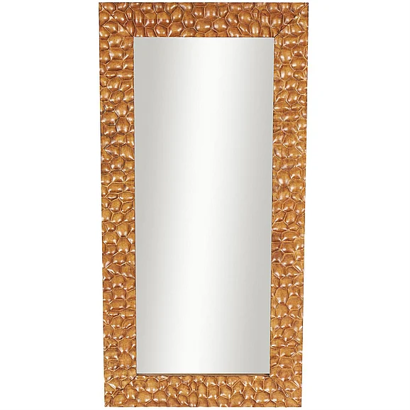 UMA Brown Wood Geometric Textured Concave Honeycomb Room Floor Mirror, 24" x 1" x 48" | 13301 CLOSEOUT