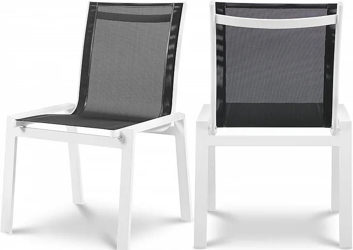 Meridian Nizuc Outdoor Patio Dining Chair in Black Mesh Water Resistant Fabric 368Black-C