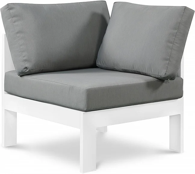 Meridian Nizuc Outdoor Patio Aluminum Modular Corner Chair in Grey Water Resistant Fabric 375Grey-Corner
