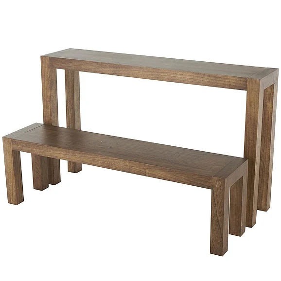 UMA Brown Wood Living Room Console Table with Bench, Set of 2 31, 15H | 13388