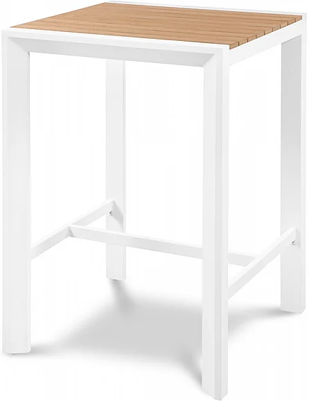 Meridian Nizuc Outdoor Patio Aluminum Bar Table in Brown Plastic Wood Accent Paneling 377-T