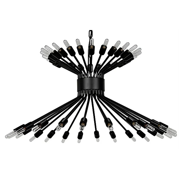 Noir Furniture Mancini Chandelier in Black Steel LAMP774MTB CLOSEOUT