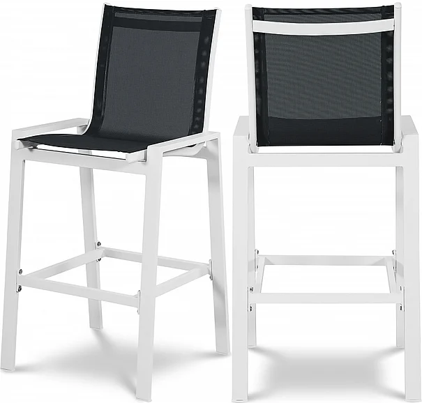 Meridian Nizuc Outdoor Patio Mesh Barstool in Black Mesh Water Resistant Fabric 386Black-C