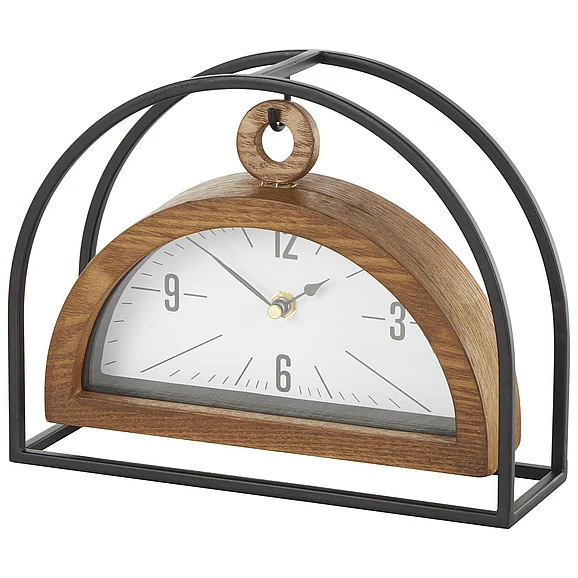 UMA Brown Metal Suspended Decorative Clock with Black Frame, 10" x 3" x 8" | 13417