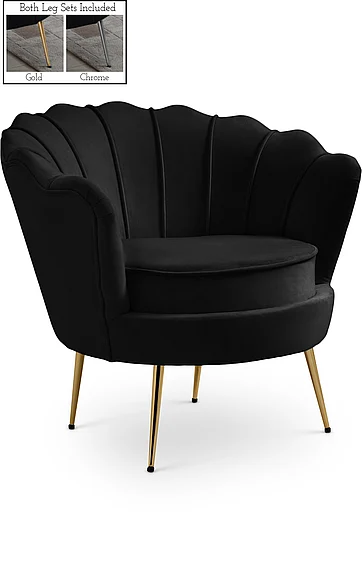 Meridian Gardenia Velvet Chair in Black Velvet 684Black-C