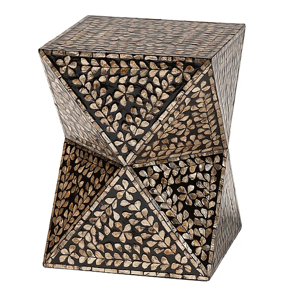 Baxton Studio Feronia Bohemian Black and Bronze Mother of Pearl End Table 13471