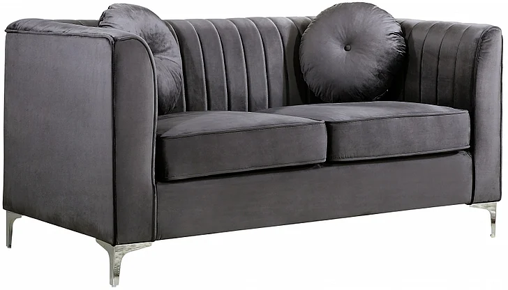 Meridian Isabelle Velvet Loveseat in Grey 612Grey-L