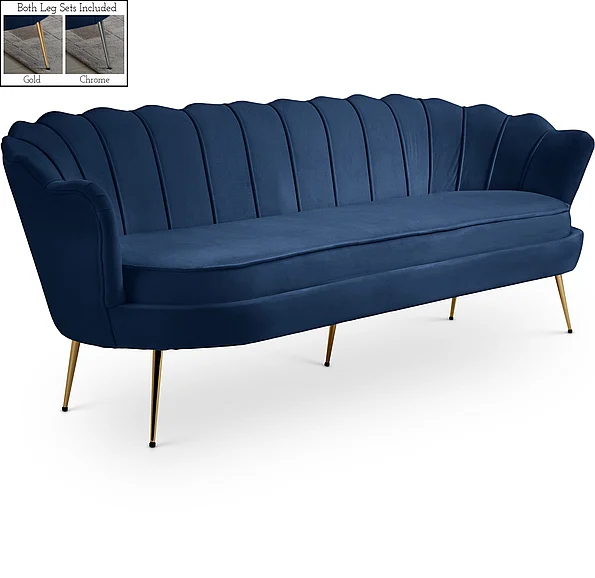 Meridian Gardenia Velvet Sofa in Navy Velvet 684Navy-S